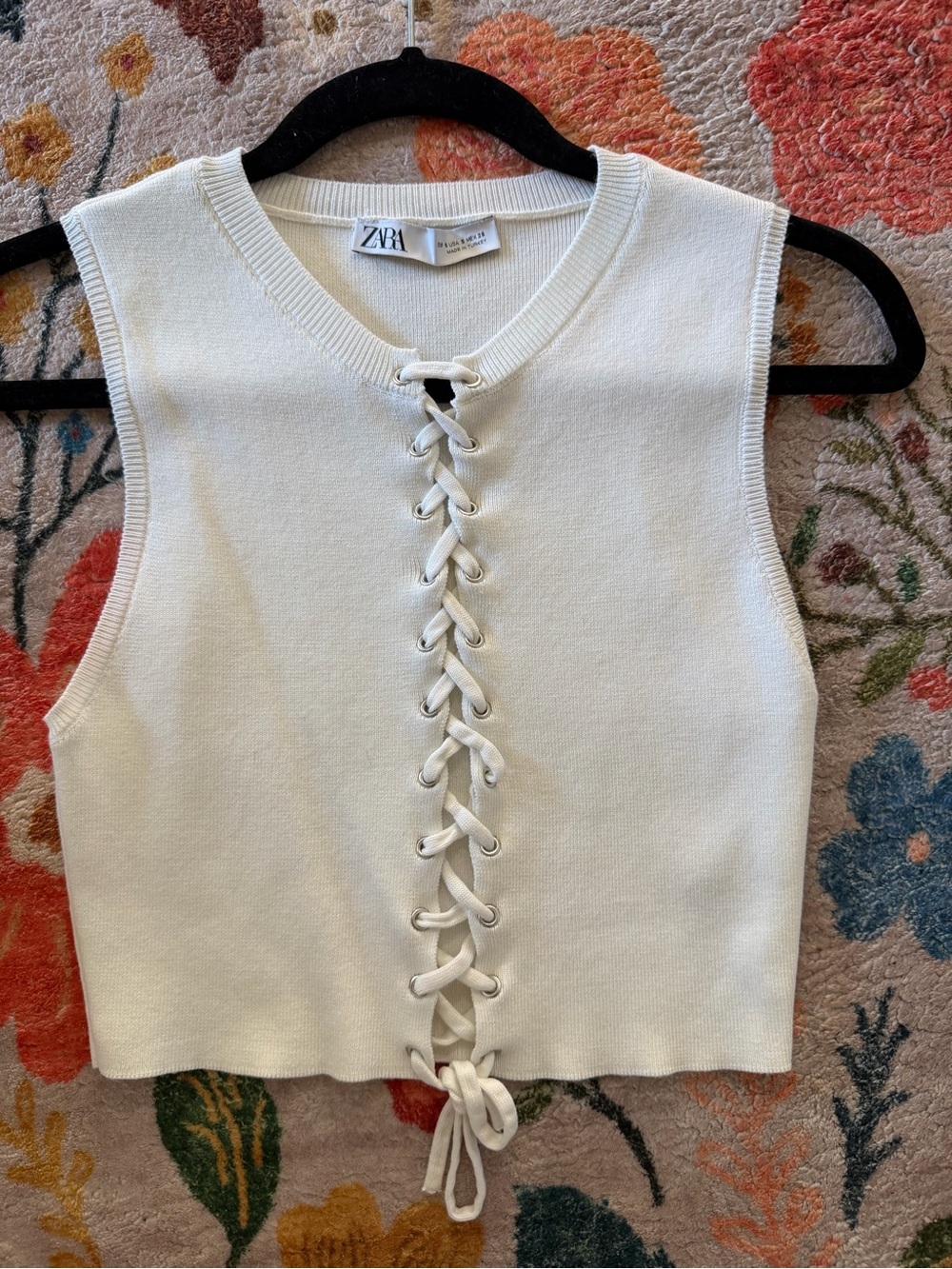 Zara Lace-Up Knit Sleeveless Top